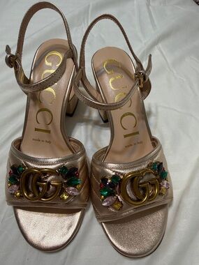 Gold Embellished Slingback Sandals